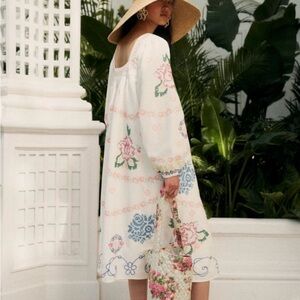 Sézane Floral Embroidered Long Sleeve Dress
